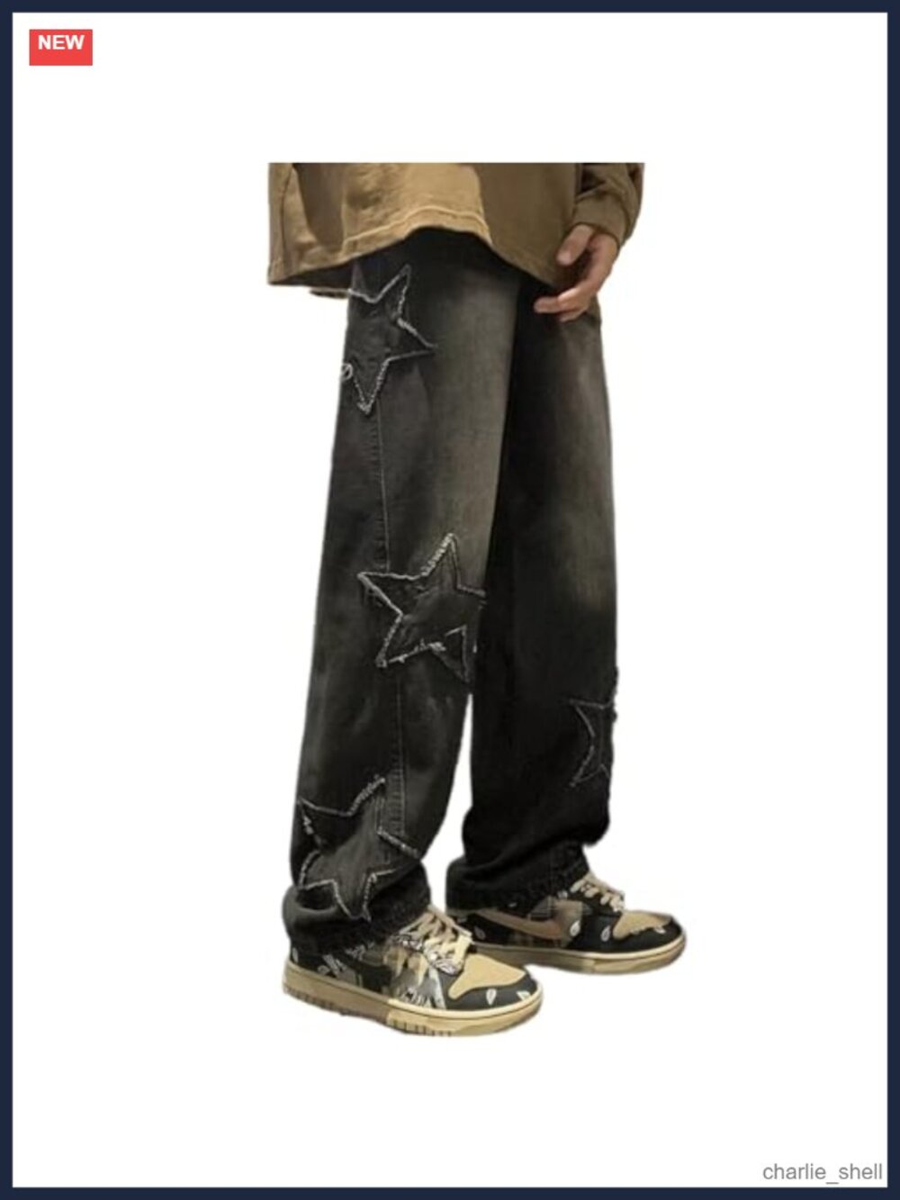 Y2K Star Embroidered High Waist Baggy Hip Hop Streetwear Jeans